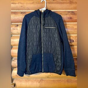 Men’s Weatherproof Vintage Quilted Blue Hoodie Full Zip Jacket Large